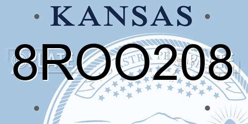 8ROO208 Kansas License Plate