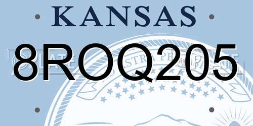8ROQ205 Kansas License Plate