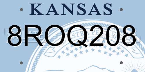 8ROQ208 Kansas License Plate