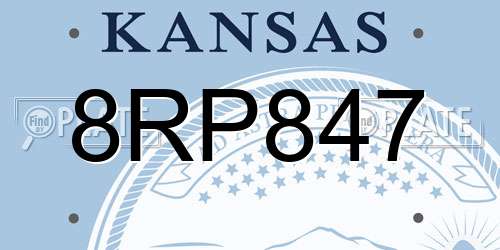 8RP847 Kansas License Plate