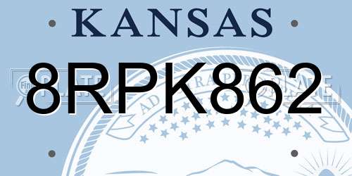 8RPK862 Kansas License Plate