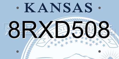 8RXD508 Kansas License Plate