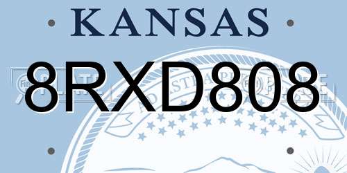 8RXD808 Kansas License Plate