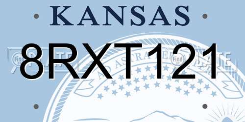 8RXT121 Kansas License Plate
