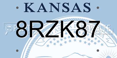 8RZK87 Kansas License Plate