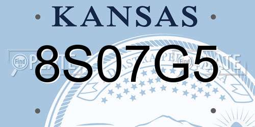 8S07G5 Kansas License Plate