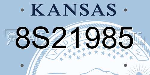 8S21985 Kansas License Plate
