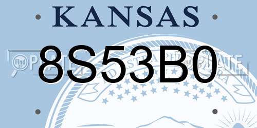 8S53B0 Kansas License Plate