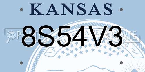 8S54V3 Kansas License Plate