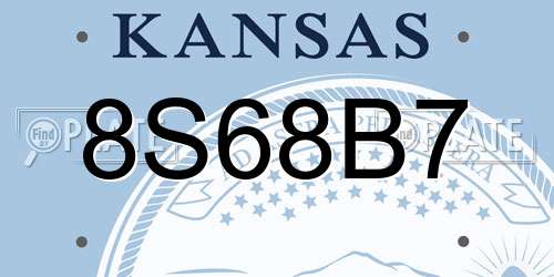 8S68B7 Kansas License Plate