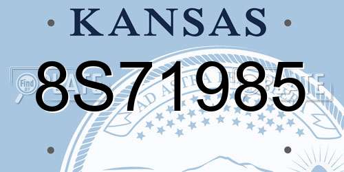 8S71985 Kansas License Plate