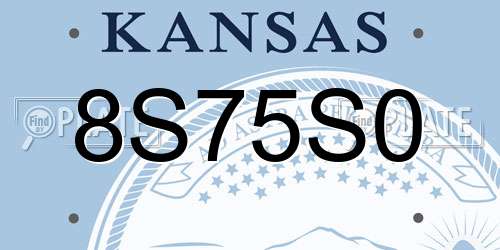 8S75S0 Kansas License Plate