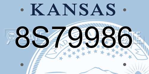 8S79986 Kansas License Plate