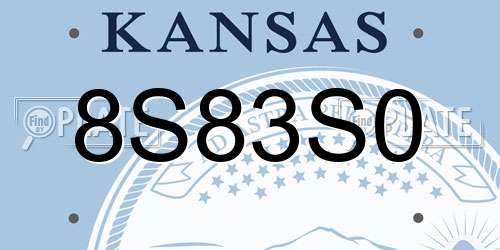 8S83S0 Kansas License Plate