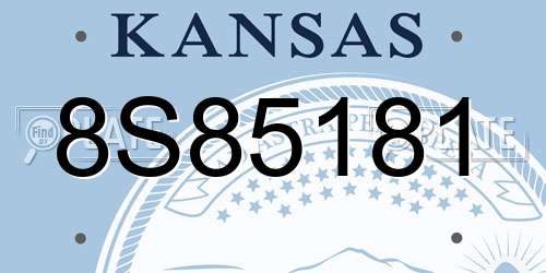 8S85181 Kansas License Plate