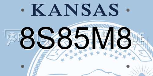 8S85M8 Kansas License Plate