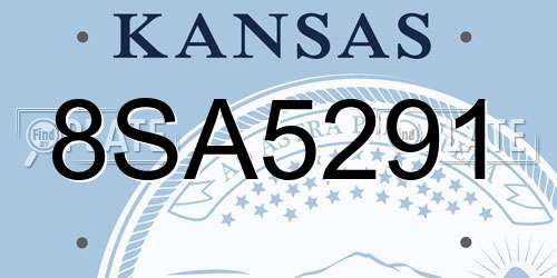 8SA5291 Kansas License Plate
