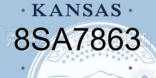 8SA7863 Kansas License Plate