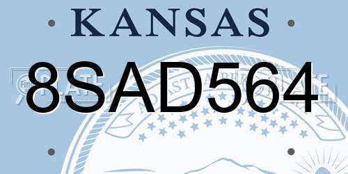 8SAD564 Kansas License Plate