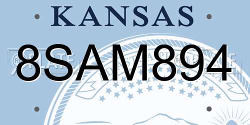 8SAM894 Kansas License Plate