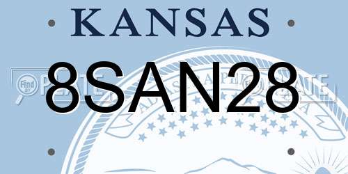 8SAN28 Kansas License Plate