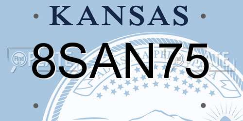 8SAN75 Kansas License Plate