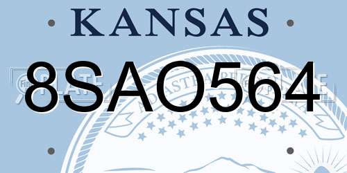 8SAO564 Kansas License Plate