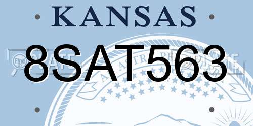 8SAT563 Kansas License Plate