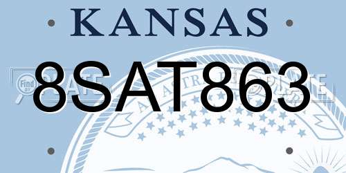 8SAT863 Kansas License Plate
