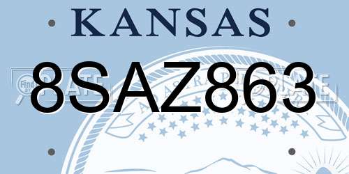 8SAZ863 Kansas License Plate