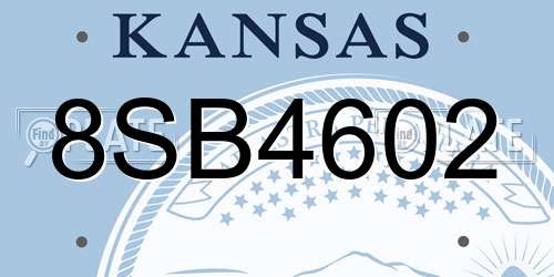 8SB4602 Kansas License Plate