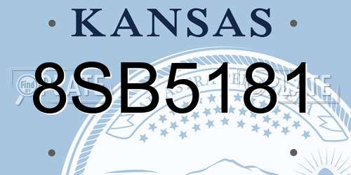 8SB5181 Kansas License Plate