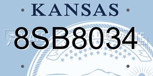 8SB8034 Kansas License Plate