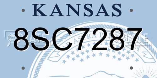 8SC7287 Kansas License Plate