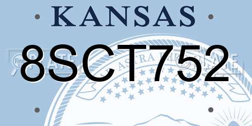 8SCT752 Kansas License Plate