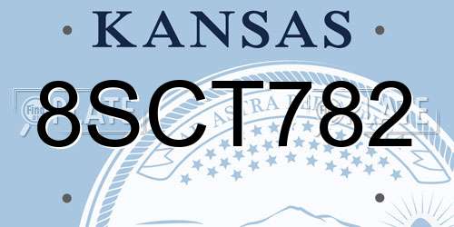 8SCT782 Kansas License Plate