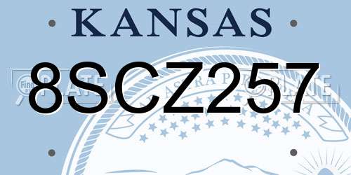 8SCZ257 Kansas License Plate