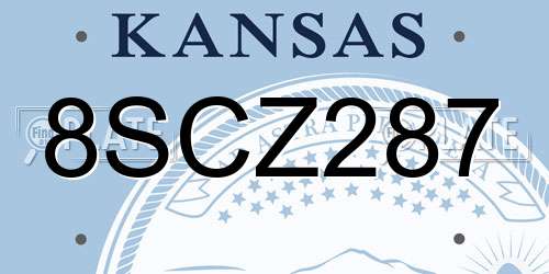 8SCZ287 Kansas License Plate