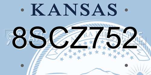 8SCZ752 Kansas License Plate
