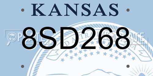 8SD268 Kansas License Plate
