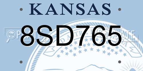 8SD765 Kansas License Plate