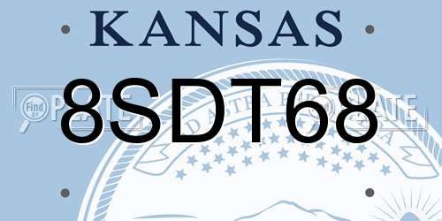8SDT68 Kansas License Plate
