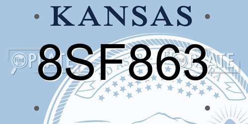 8SF863 Kansas License Plate