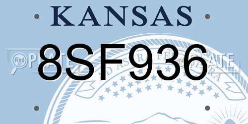 8SF936 Kansas License Plate