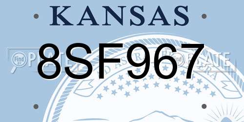 8SF967 Kansas License Plate