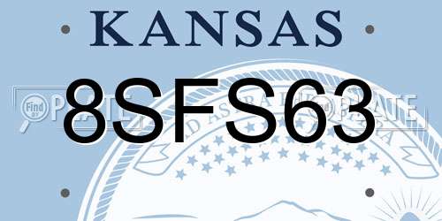 8SFS63 Kansas License Plate