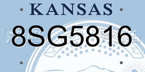 8SG5816 Kansas License Plate