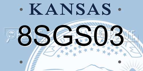 8SGS03 Kansas License Plate