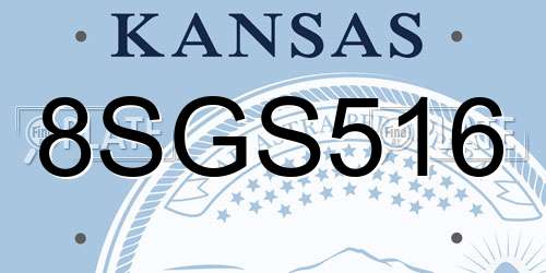 8SGS516 Kansas License Plate