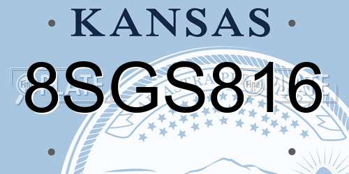 8SGS816 Kansas License Plate